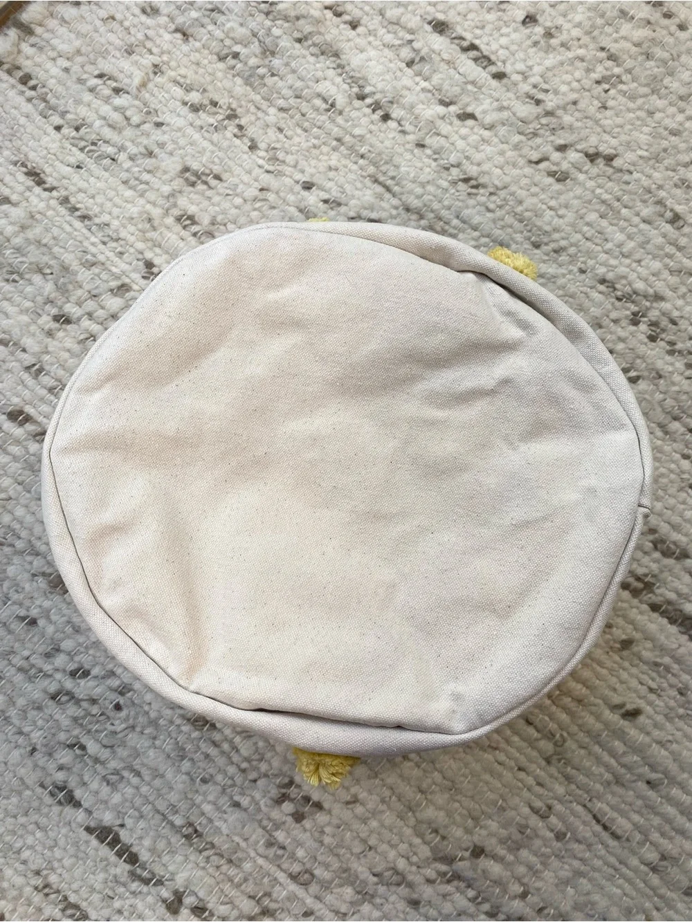 Pehr Pom Pom Yellow Cotton Storage Basket Bin Natural Dijon, Size Medium